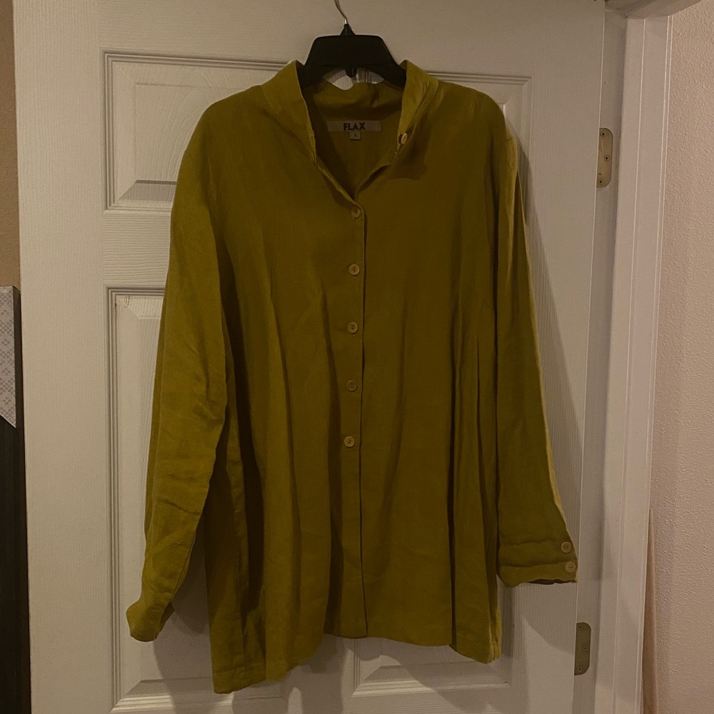 FALX green linen shirt size L
